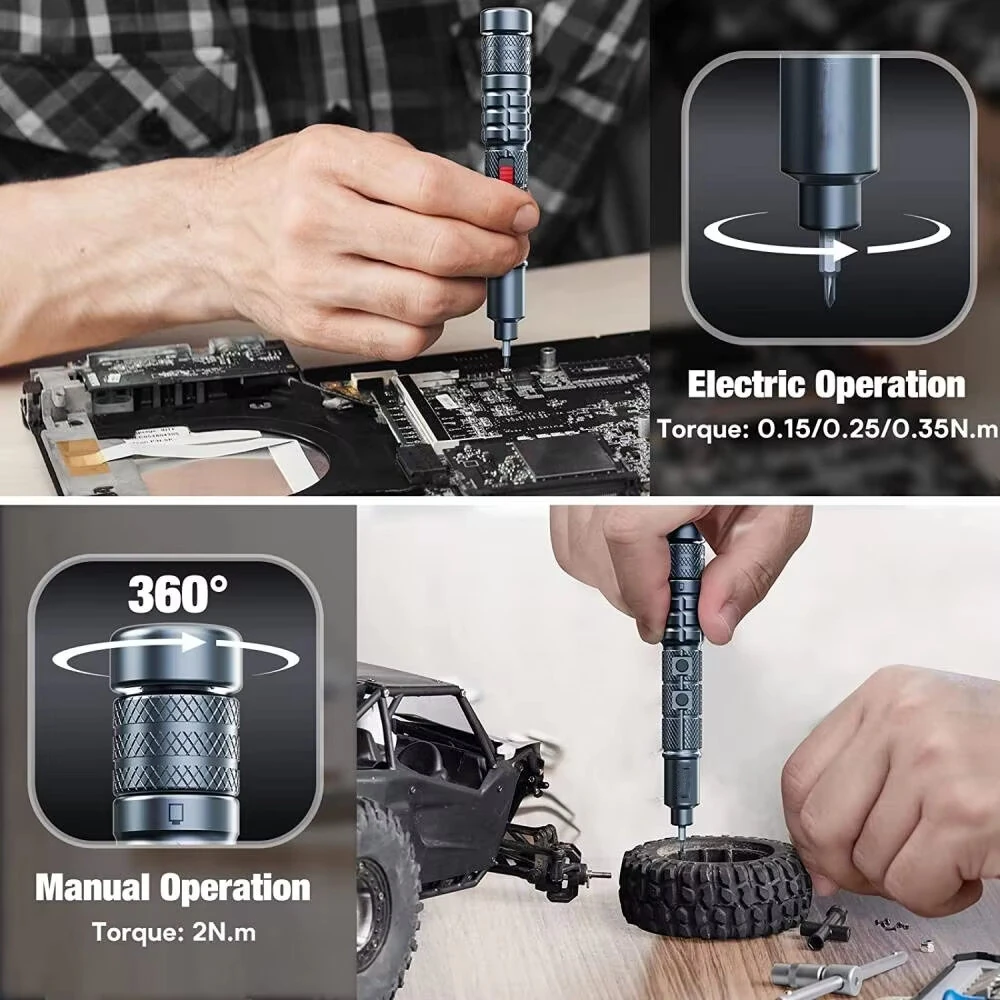 CreationSpace CS0603A Mini Electric Screwdriver Set Rechargeable Lithium Technology 3 Adjustable Speed 200rpm Torque Precision Tool — view 5