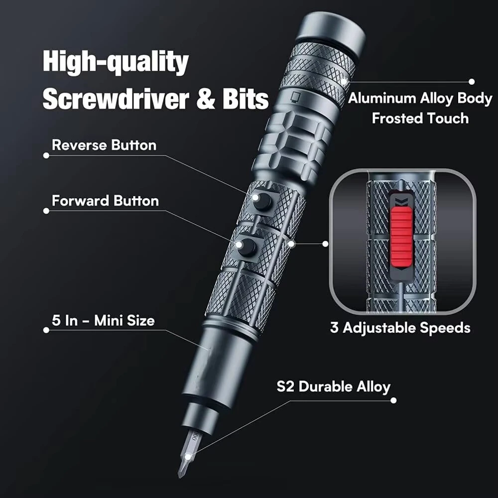 CreationSpace CS0603A Mini Electric Screwdriver Set Rechargeable Lithium Technology 3 Adjustable Speed 200rpm Torque Precision Tool — view 6