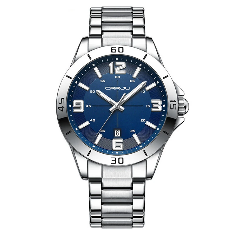 CRRJU Luxury Men's Business Watches Fashion Stainless Steel Quartz Watches Auto Date Luminous Steel Bracelet Wristwatch — view 8