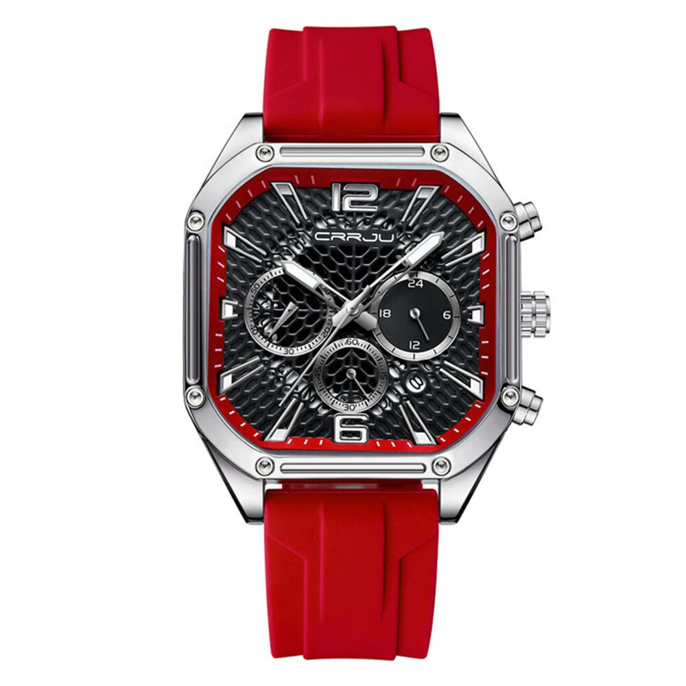 CRRJU Men's Business Quartz Watch Silicone Strap Waterproof Sport Wristwatch with Automatic Date Casual Design and Watch Box — view 11