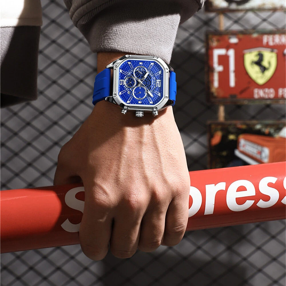 CRRJU Men's Business Quartz Watch Silicone Strap Waterproof Sport Wristwatch with Automatic Date Casual Design and Watch Box — view 9