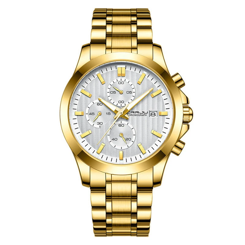 CRRJU Men's Business Watch, Solid Stainless Steel Multi-function Chronograph Waterproof Watch — view 11