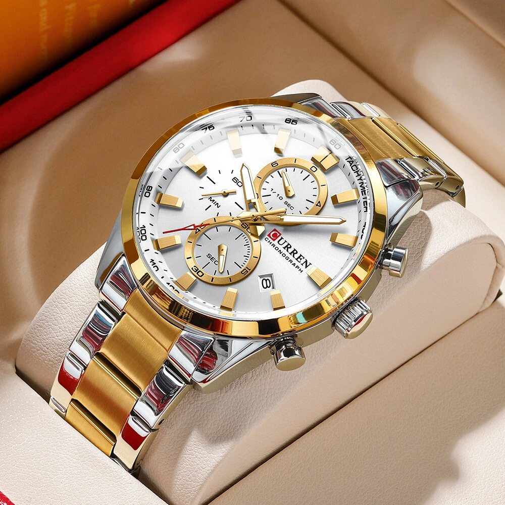 CURREN Business Men Watch Steel Band Multifunctional Chronograph Wristwatch Waterproof Round Watch, Ideal choice for Gifts — view 2