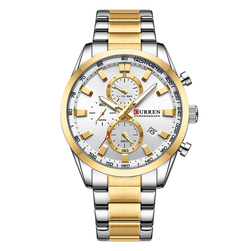 CURREN Business Men Watch Steel Band Multifunctional Chronograph Wristwatch Waterproof Round Watch, Ideal choice for Gifts — view 3