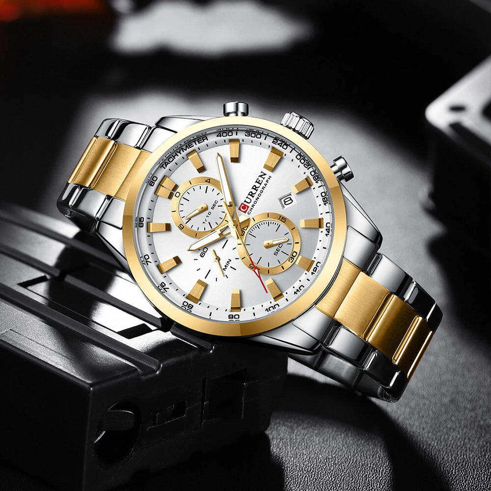 CURREN Business Men Watch Steel Band Multifunctional Chronograph Wristwatch Waterproof Round Watch, Ideal choice for Gifts — view 6