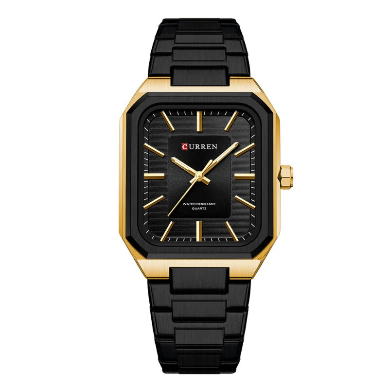CURREN Fashion Rectangular Business Watches for Men Waterproof Luminous Hands Stainless Steel Simple Vintage Quartz Wristwatch — view 10