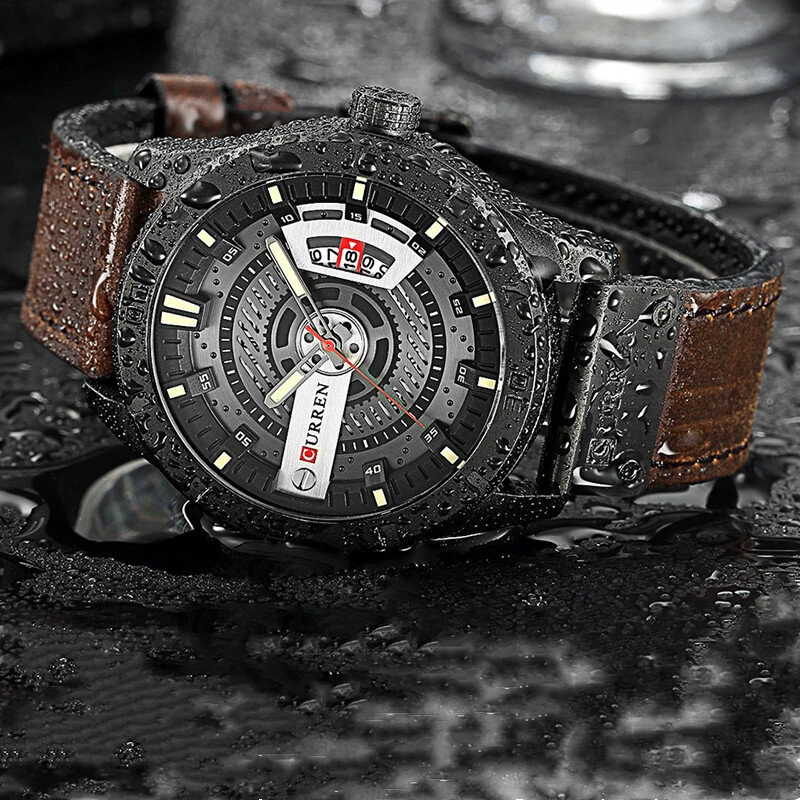 CURREN Men Classic Sports Quartz Watch Large Dial Fashion Casual Watches Waterproof Watch with Calendar, Luminous Hands — view 6
