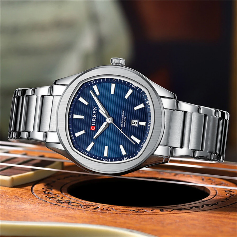 CURREN Men's Quartz Watch Waterproof Stainless Steel Calendar Wristwatch Business Casual Design with Watch Box Stylish — view 2