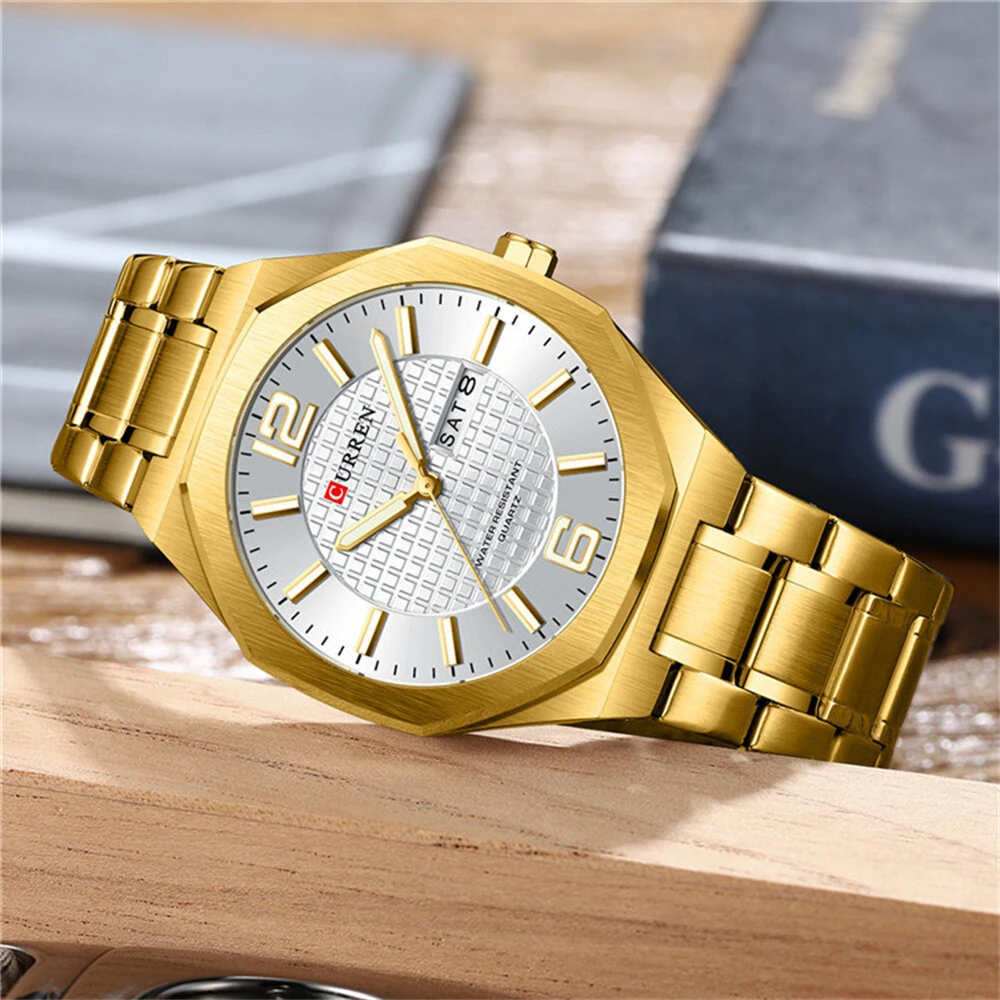 CURREN Men's Stainless Steel Quartz Watch Waterproof Calendar Business Casual Wristwatch Fashion Design with Watch Box — view 5