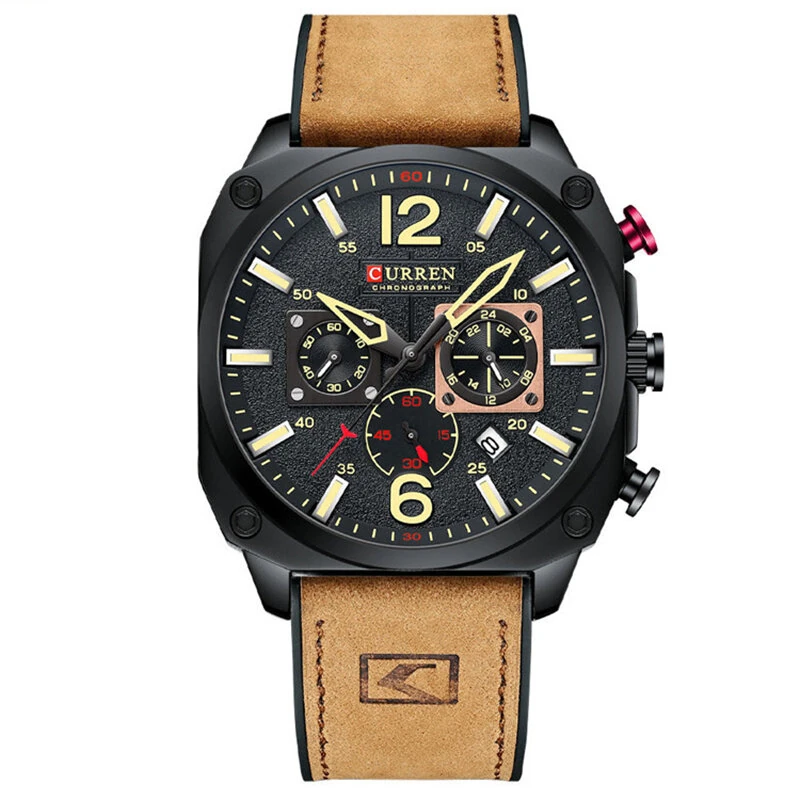 CURREN Men Sports Watches Multi-function Chronograph Quartz Watch Luminous Waterproof Calendar Wristwatch — CURREN