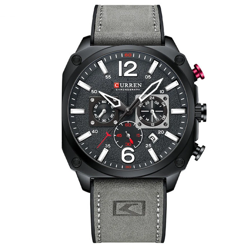 CURREN Men Sports Watches Multi-function Chronograph Quartz Watch Luminous Waterproof Calendar Wristwatch — view 2