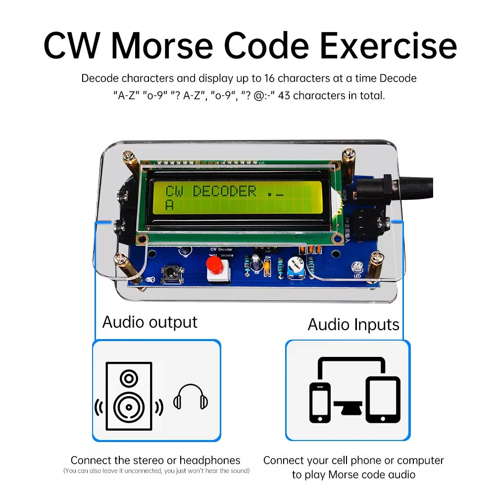 CW Morse Code Decoder Component Transmitter Circuit Board Soldering Practice DIY Kit — view 3