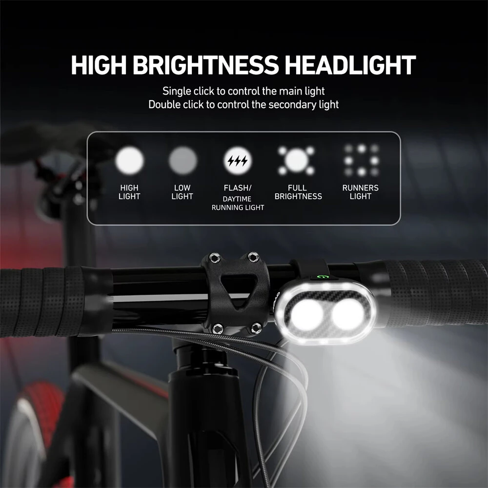 CYCLAMI CY300T 2PCS Bicycle Smart Front Rear Brake Sensing Lights Waterproof Type-C Charging Bike Lighting Headlight Warning Taillight for MTB Road Cycling — view 3