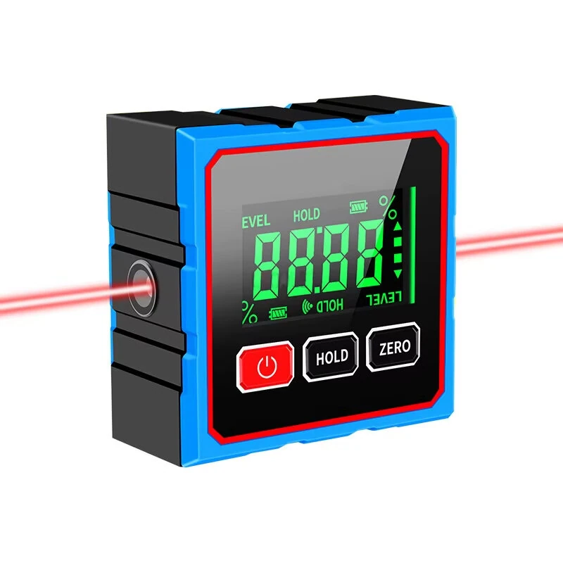 CZDANG Electronic Digital Angle Dipmeter Four Sided Magnetic Inclinometer ±0.2° Accuracy Cross Laser Level Type-C Charging Woodworking Gradient Measuring Tool — view 2