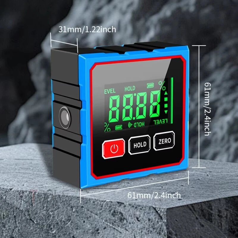 CZDANG Electronic Digital Angle Dipmeter Four Sided Magnetic Inclinometer ±0.2° Accuracy Cross Laser Level Type-C Charging Woodworking Gradient Measuring Tool — view 3