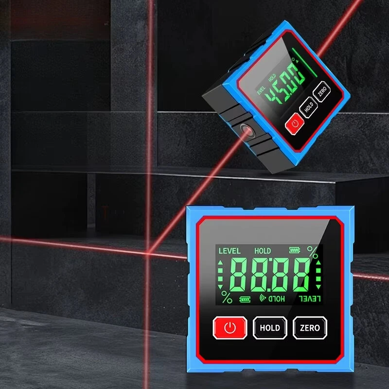CZDANG Electronic Digital Angle Dipmeter Four Sided Magnetic Inclinometer ±0.2° Accuracy Cross Laser Level Type-C Charging Woodworking Gradient Measuring Tool — view 6