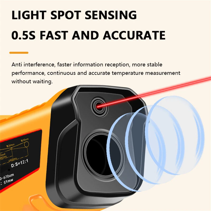 CZDANG W-10 Infrared Thermometer -50°C to 800°C 13-Point Laser Precision 12:1 Distance Ratio Digital Temperature Gun Fast Readings Adjustable Emissivity — view 6