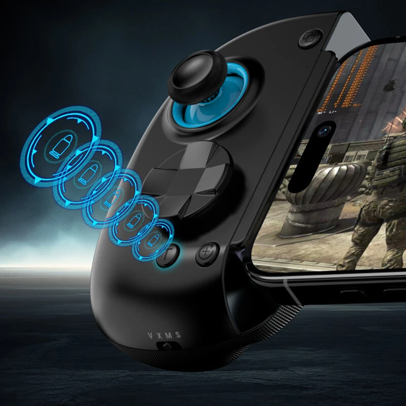 D8+ Mobile Game Stretching Controller Wired bluetooth Gamepad with Hall Joystick and Hall Trigger 6-Axis Gyro Vibration Trubo Function for Switch Android iOS PC Universal Adjustable Phone Gamepad — view 9