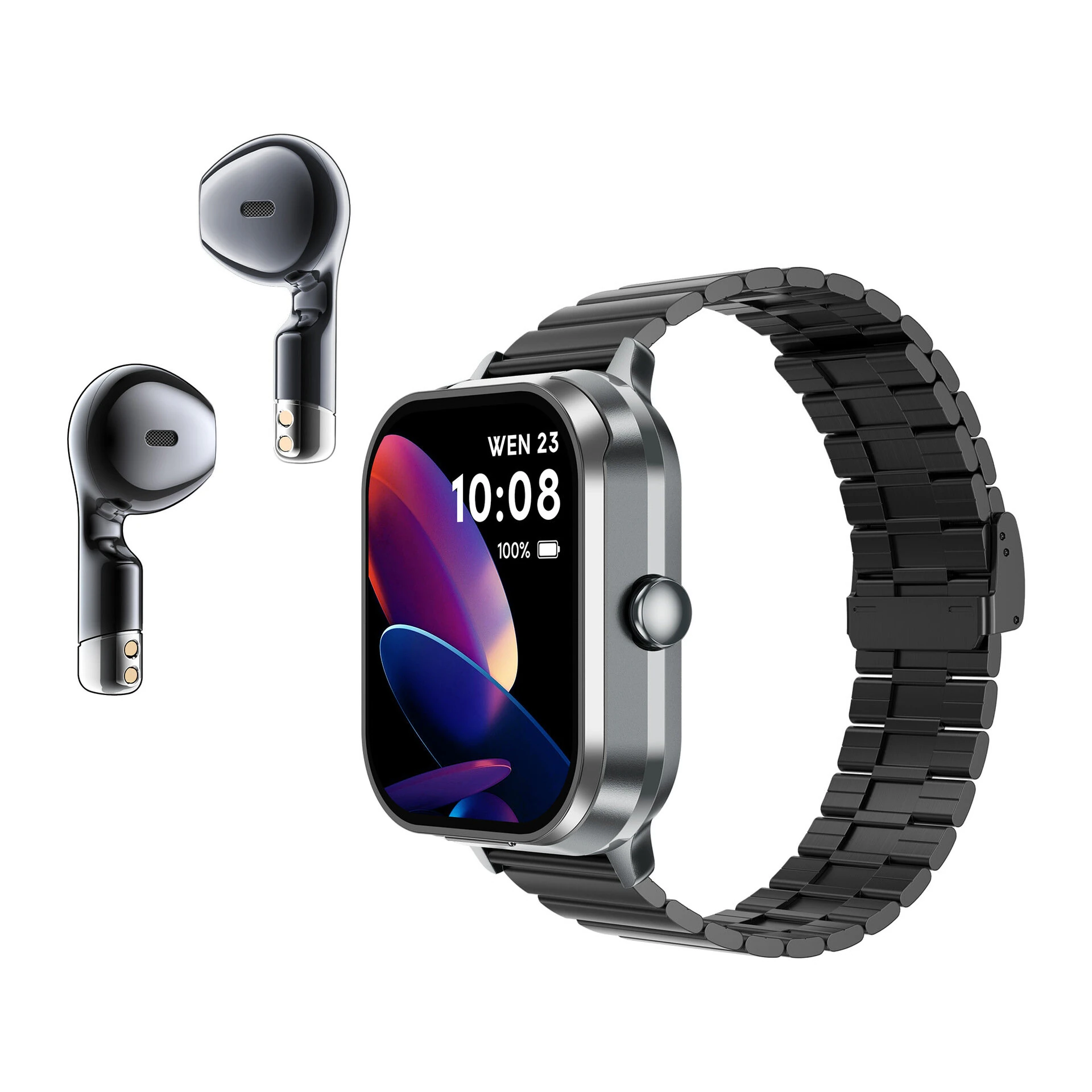 D8pro 2.01-inch HD Screen Clamshell 2-in-1 Headset Design NFC Function bluetooth Call Heart Rate Blood Pressure SpO2 Monitor Sleep Monitoring Multi-sport Modes Smart Watch — view 8
