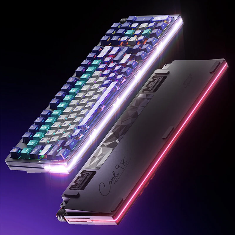 DAREU COOL98 Tri-mode Mechanical Gaming Keyboard with Volume Knob RGB Light Gasket Structure SOCD 1ms Game Delay 8000mAh Battery E-sports Gamer Keyboards — view 5