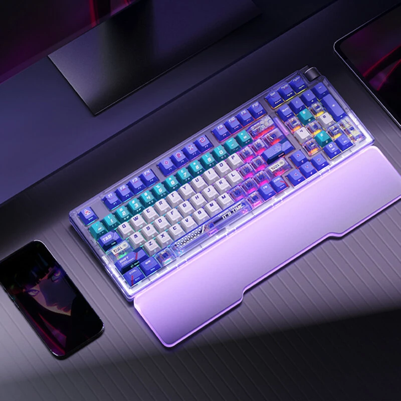 DAREU COOL98 Tri-mode Mechanical Gaming Keyboard with Volume Knob RGB Light Gasket Structure SOCD 1ms Game Delay 8000mAh Battery E-sports Gamer Keyboards — view 9