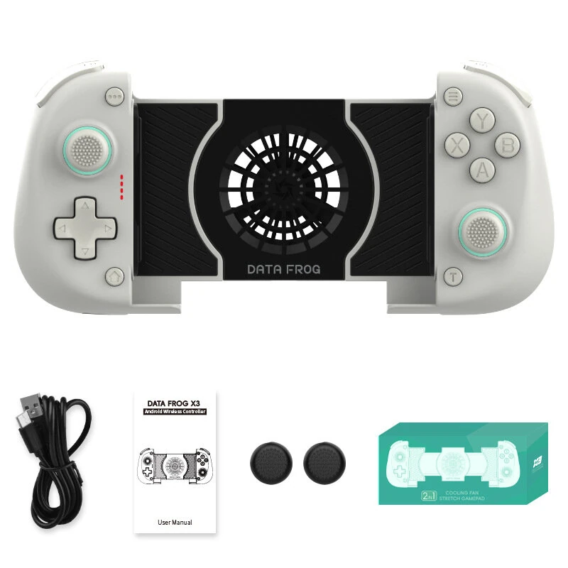DATA FROG X3 Stretchable Game Controller Wired bluetooth Gamepad with Cooling Fan Dual Hall Effectis Vibration Turbo Function Compatible with 3.94-inch to 6.89-inch Moile Phone — view 3