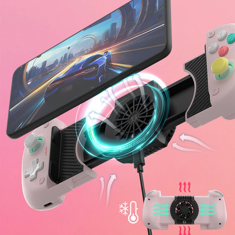 DATA FROG X3 Stretchable Game Controller Wired bluetooth Gamepad with Cooling Fan Dual Hall Effectis Vibration Turbo Function Compatible with 3.94-inch to 6.89-inch Moile Phone — view 7