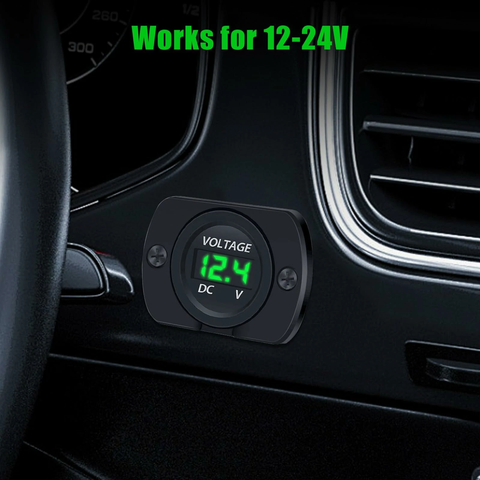 DC 12V 24V Digital LED Car Round Voltage Meter Panel Waterproof Voltmeter Tester LED Digital Display Mounting Plate Voltage Gauge Meter with Terminals for Boat Marine Vehicle Motorcycle Truck — view 6