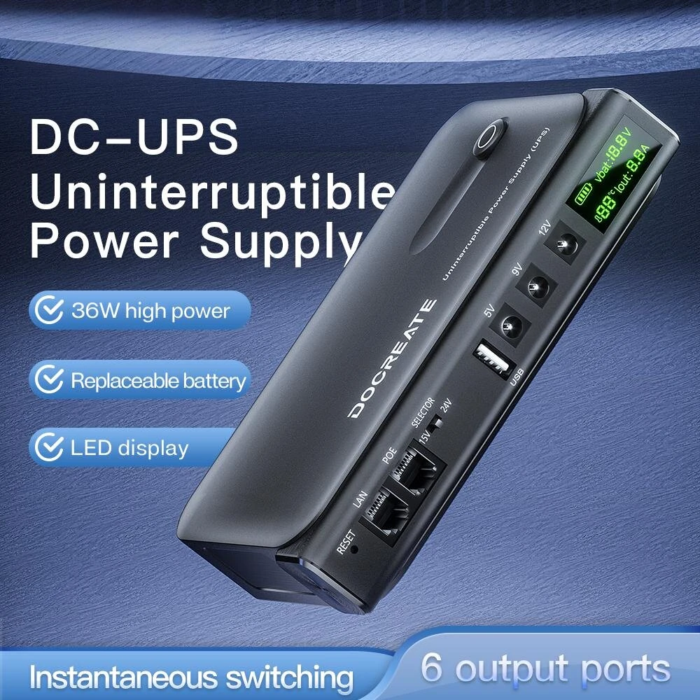 DC1036L DC UPS Uninterruptible Power Supply 36W Lithium Battery LED Display Multiple Voltage Output Instant Power Switching PoE Device Backup Power Supply Emergency Power Generator — view 3