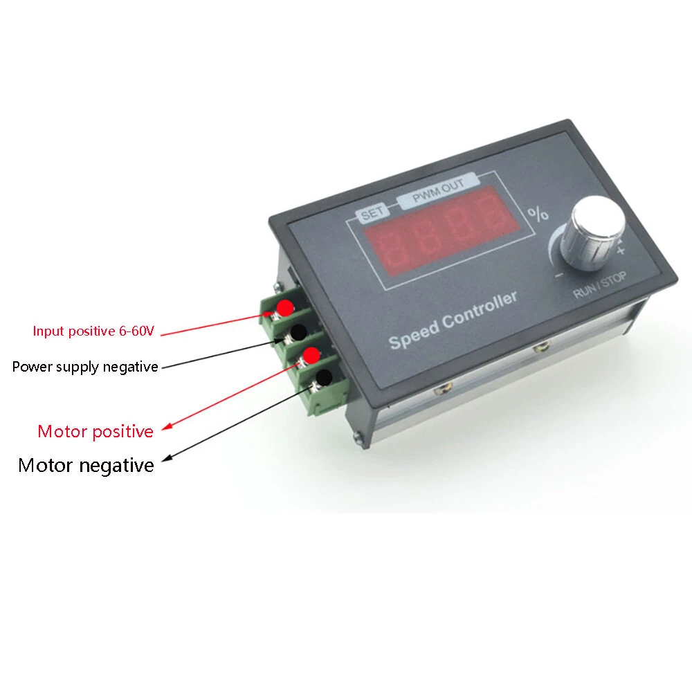 DC6-60V 30A Max DC Motor Speed Controller PWM Rotary Knob Encoder LED Digital Display Brush Motor Control Module 1-100kHz — view 7