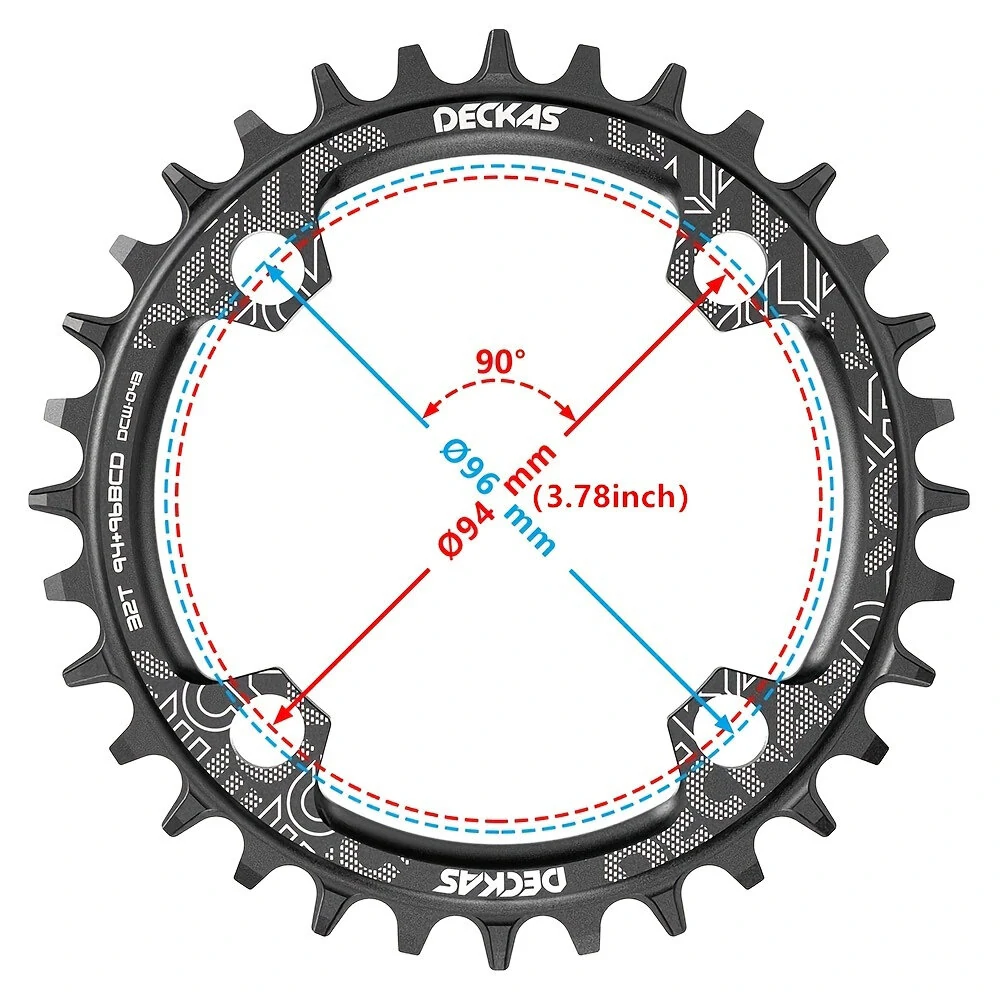 DECKAS 94+96 BCD Round Symmetrical Bicycle Chainwheel 32T 34T 36T 38T MTB Bike Chainring Mountain Crown For M4000 M4050 GX NX X1 Crank — view 5