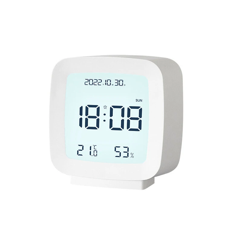 Digital Alarm Clock 12/24H Electronic Alarm Clock Voice-activated Backlight Temperature Humidity Nightlight Table Clocks with Snooze Function — view 9