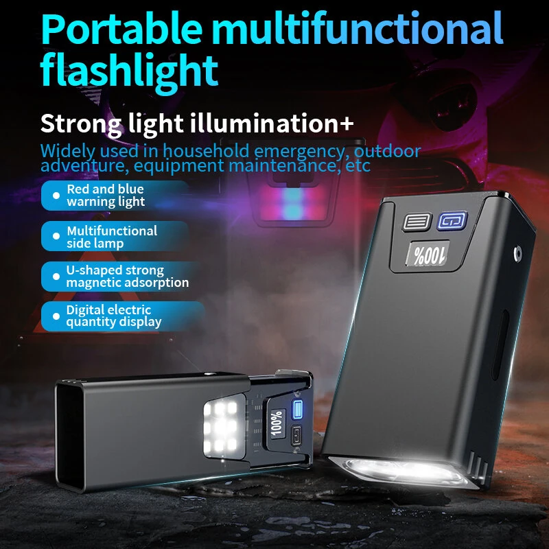 Digital Power Display LED Keychain Light Portable Super Bright Magnetic Work Lamp Type-C USB Rechargeable Emergency Mini Torch — view 4