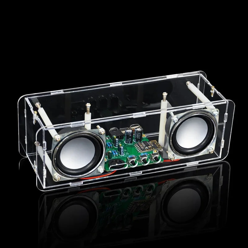 DIY Dual Channel Stereo Bluetooth Speaker Kit 3W Audio Output Transparent Acrylic Shell MH-M18 Bluetooth Module DC5V Soldering Assembly Electronic Components — Pricio