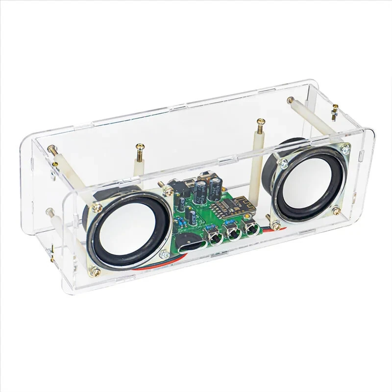 DIY Dual Channel Stereo Bluetooth Speaker Kit 3W Audio Output Transparent Acrylic Shell MH-M18 Bluetooth Module DC5V Soldering Assembly Electronic Components — view 3
