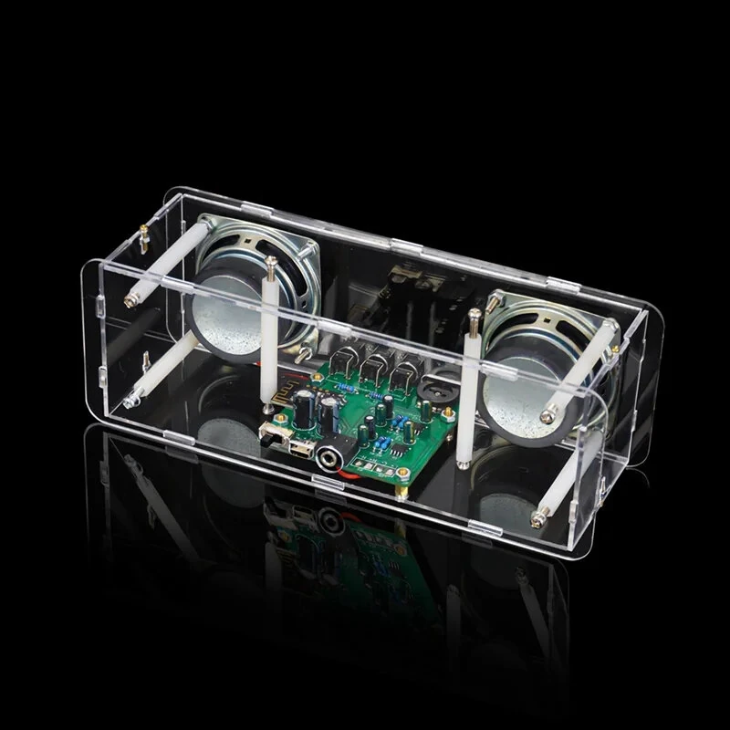 DIY Dual Channel Stereo Bluetooth Speaker Kit 3W Audio Output Transparent Acrylic Shell MH-M18 Bluetooth Module DC5V Soldering Assembly Electronic Components — view 4