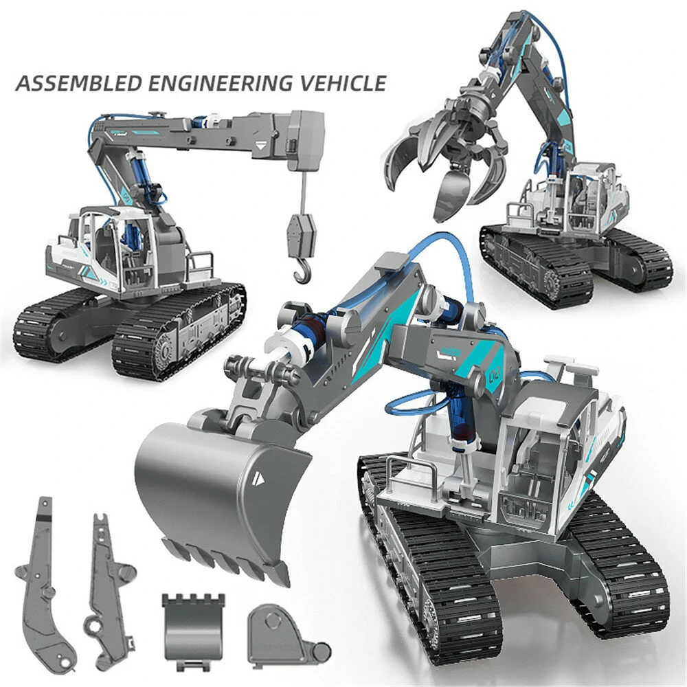 DIY Science And Education Assembly Engineering Team Hydraulic Power Crawler Excavator Bulldozer Puzzle STEM Toys — Pricio
