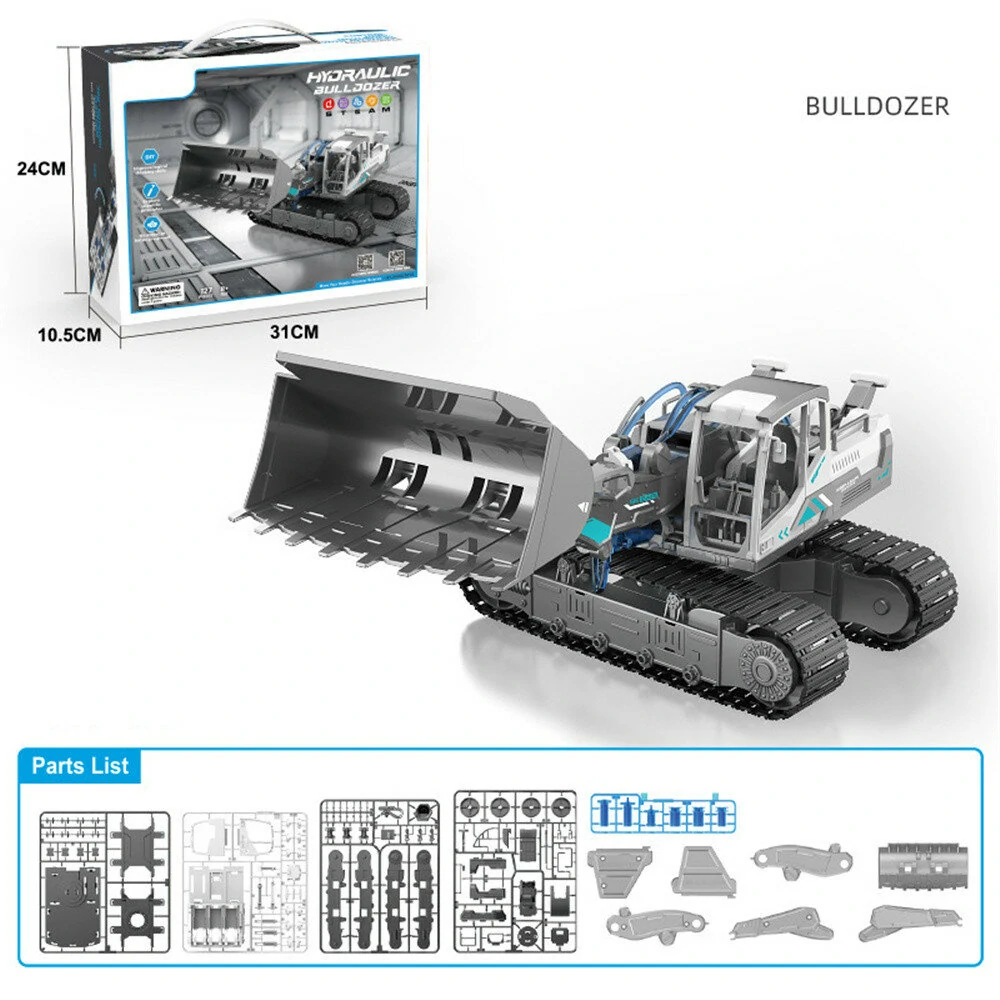 DIY Science And Education Assembly Engineering Team Hydraulic Power Crawler Excavator Bulldozer Puzzle STEM Toys — view 4