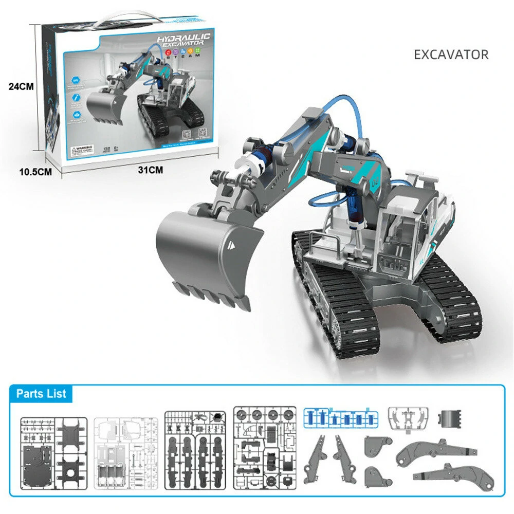 DIY Science And Education Assembly Engineering Team Hydraulic Power Crawler Excavator Bulldozer Puzzle STEM Toys — view 5