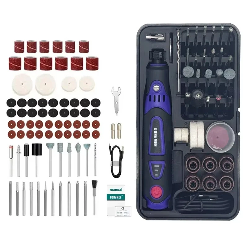 DONUMEH DMSD-100 Cordless Mini Electric Rotary Tool 3-Speed USB Rechargeable Grinder with 82 Accessories for Engraving Polishing Cutting DIY Projects Lightweight