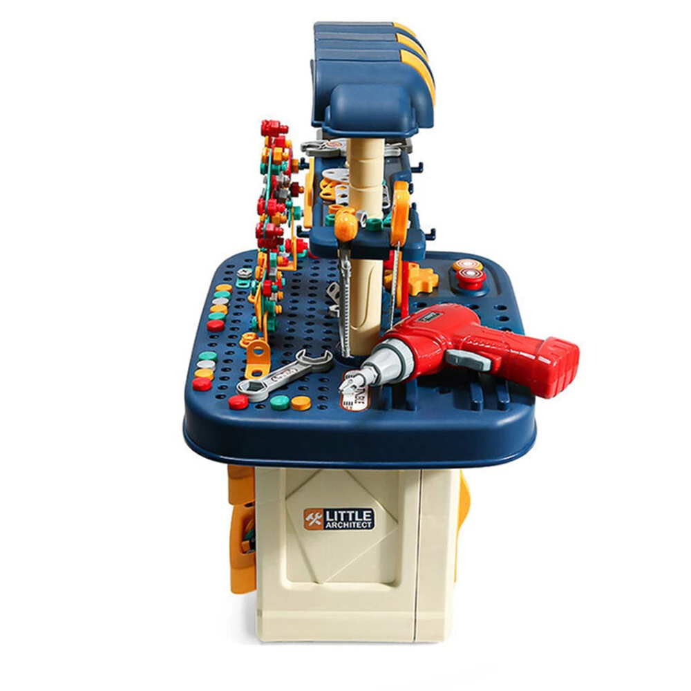 Double Sided Tool Table Toy Screw-fastening Assembly Hands-on Multi-function Varied Simulation kit Strong Impact Drill for Boys Birthday Christmas Gift — view 2