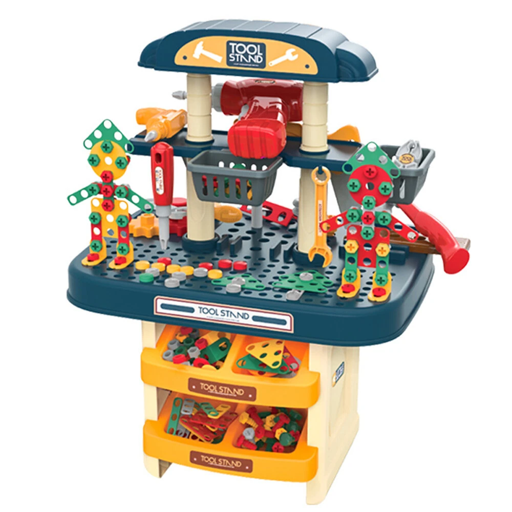 Double Sided Tool Table Toy Screw-fastening Assembly Hands-on Multi-function Varied Simulation kit Strong Impact Drill for Boys Birthday Christmas Gift — view 6