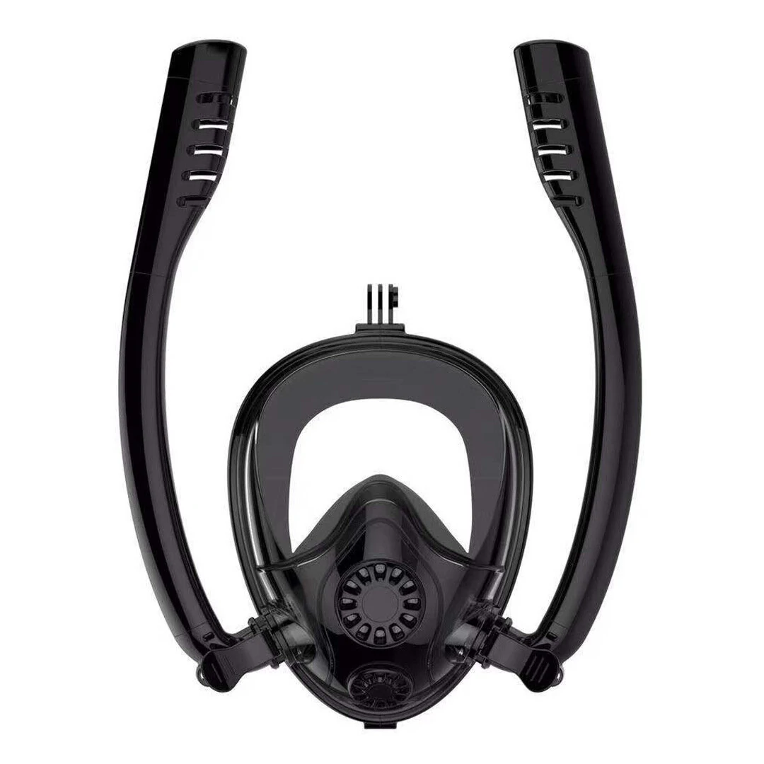 Double Tube Waterproof Anti-fog Goggles 180° Panoramic Full Face Swimming Goggles Fully Dry Snorkel Goggles for Diving — Pricio