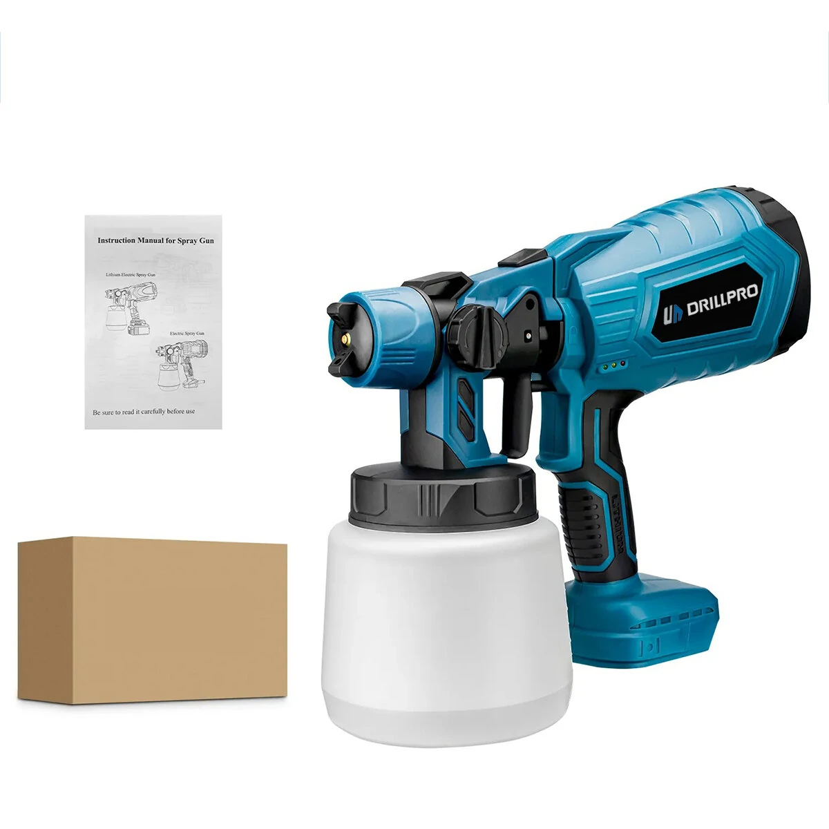 Drillpro 1000ML Cordless Electric Spray Gun Portable Household Paint Sprayer Auto Furniture Steel Coating Airbrush For Mak 18V Battery — view 9