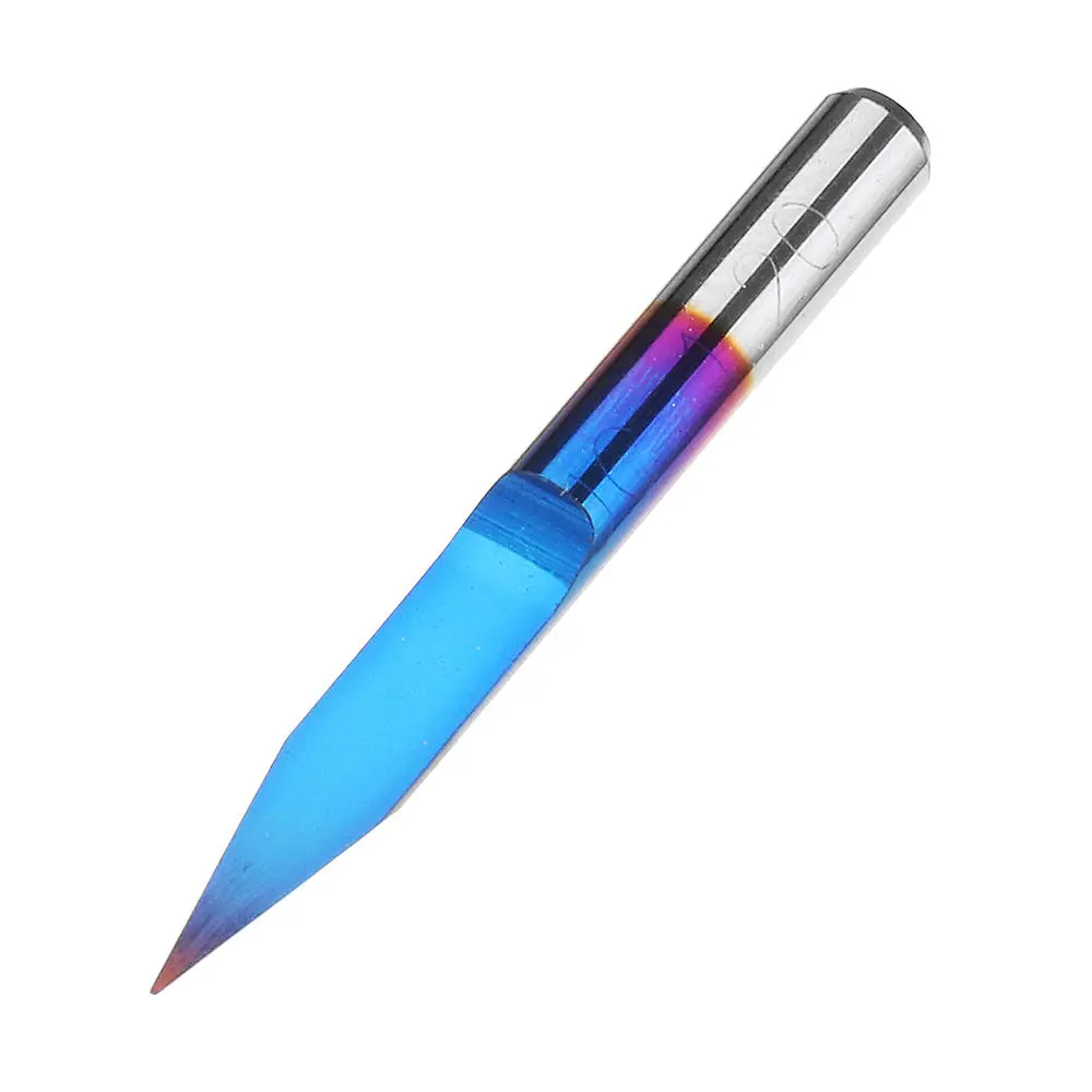 Drillpro 10pcs 0.1/0.2/0.3mm 25 Degree Engraving Bit Blue NANO Coated Carbide Flat Bottom PCB Engraving Bit CNC Router Tool — view 10