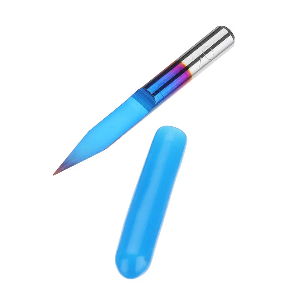 Drillpro 10pcs 0.1/0.2/0.3mm 25 Degree Engraving Bit Blue NANO Coated Carbide Flat Bottom PCB Engraving Bit CNC Router Tool — view 8