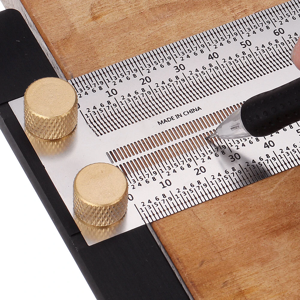 Drillpro 200/300/400mm Stainless Steel Precision Marking T Ruler Hole Positioning Measuring Ruler Woodworking Scriber Scribing Tool — view 10