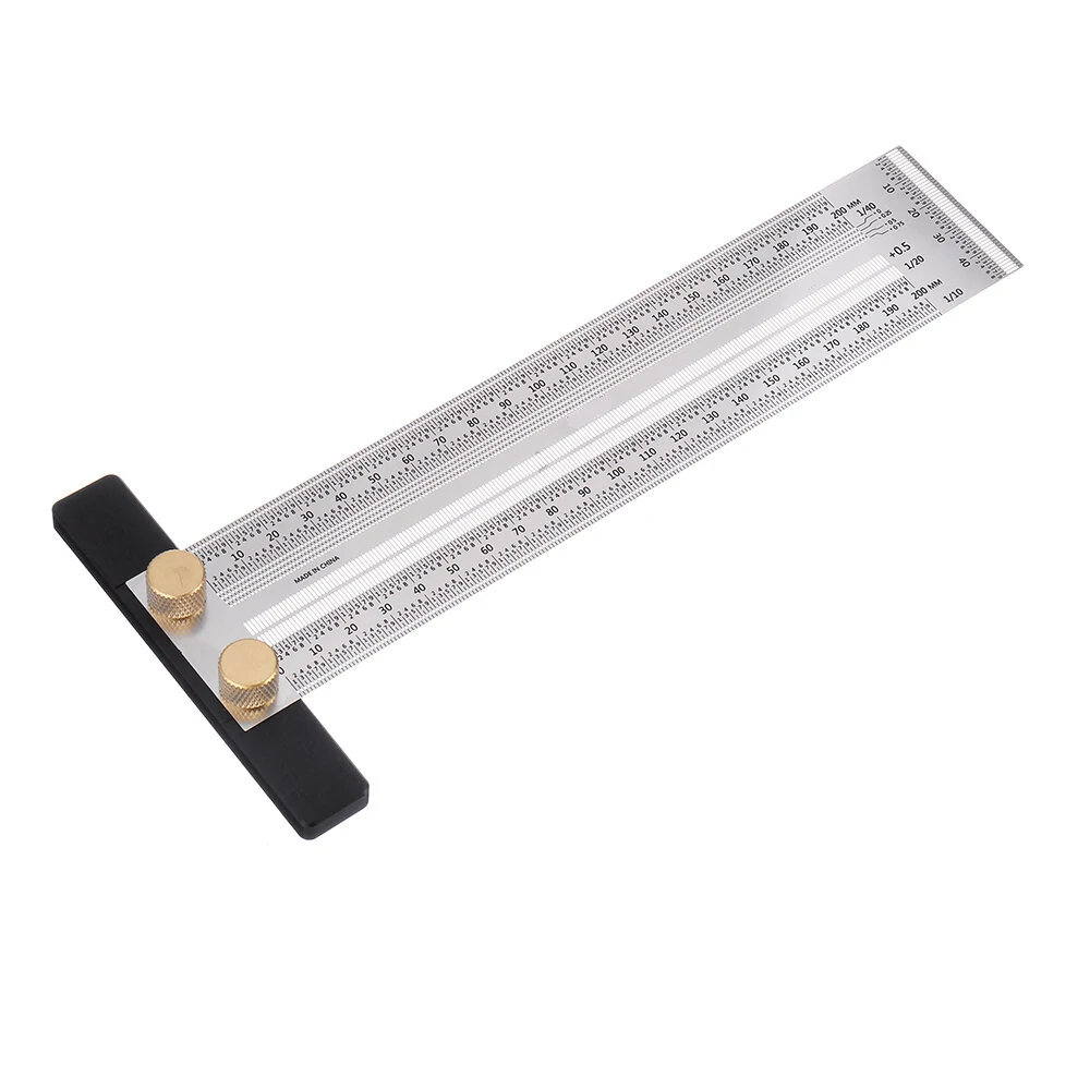 Drillpro 200/300/400mm Stainless Steel Precision Marking T Ruler Hole Positioning Measuring Ruler Woodworking Scriber Scribing Tool — view 2