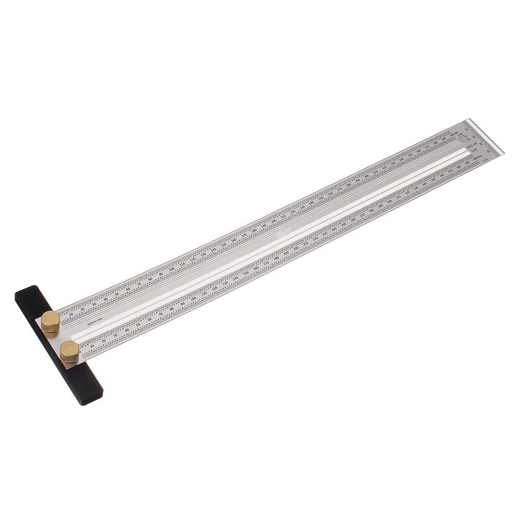 Drillpro 200/300/400mm Stainless Steel Precision Marking T Ruler Hole Positioning Measuring Ruler Woodworking Scriber Scribing Tool — view 4