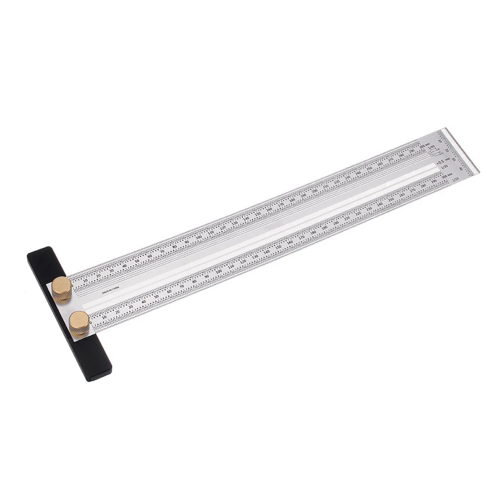 Drillpro 200/300/400mm Stainless Steel Precision Marking T Ruler Hole Positioning Measuring Ruler Woodworking Scriber Scribing Tool — view 5